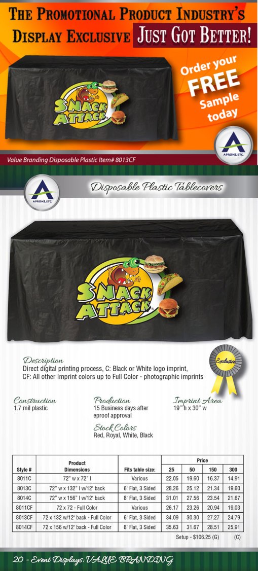 Exclusive Digital Plastic Table Covers by Aprons Etc.